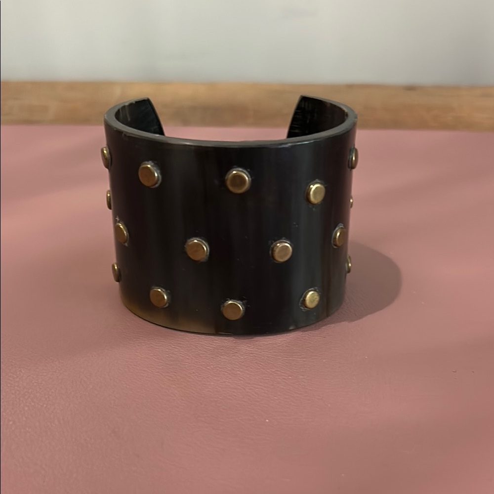 Bone and Brass Studded Cuff Bracelet